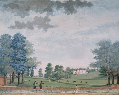 A grande casa e parque em Chawton, c.1780 de Adam Callander