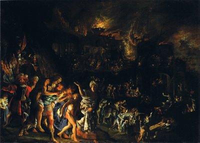 Alemão: Der Brand von Troja O incêndio de Troia de Adam Elsheimer