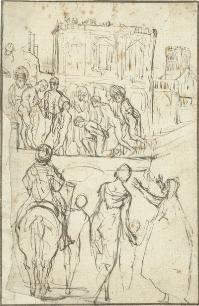 Alemão: Josephus wird von Nicanor vor Kaiser Vespasianus geführt Josephus é liderado por Nicanor antes do Imperador Vespasiano de Adam Elsheimer