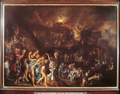 A Queima de Tróia, c. 1604 (óleo sobre cobre) de Adam Elsheimer