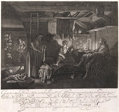 A Casa de Filemom e Baucis, gravada pelo Conde Hendrik Goudt (1585-1630) de Adam Elsheimer