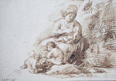 Mulher amamentando de Adam Elsheimer