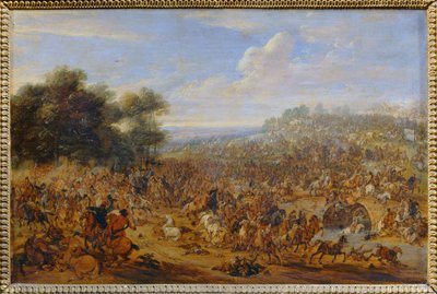 Batalha perto de uma ponte ... de Adam Frans van der (circle of) Meulen