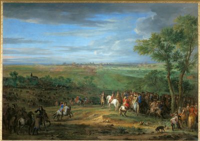 Chegada de Luís XIV ao acampamento antes de Maastricht, junho de 1673 ... de Adam Frans van der Meulen