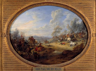Choque de Cavalaria Uma batalha sob o domínio de Luís XIV. Pintura de Adam Van der Meulen (1632-1690) Sol. 0,2x0,27 m de Adam Frans van der Meulen