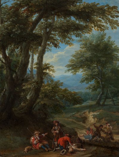 Paisagem com uma emboscada de Adam Frans van der Meulen