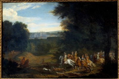 Luís XIV está caçando. Quadro de Adam Francois Van Der Meulen de Adam Frans van der Meulen