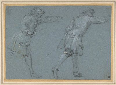 Estudo de dois soldados lutando com espadas, século XVII. de Adam Frans van der Meulen
