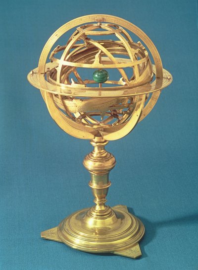 Esfera armilar feita no sistema ptolomaico, Roma, 1648 (latão) (ver também 259557) de Adam Heroldt
