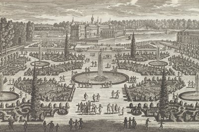 O Parterre da Orangerie em Chantilly, década de 1680., década de 1680. de Adam Perelle