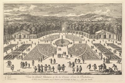 Veüe du Grand Parterre e a meia lua de Richelieu, século XVII. de Adam Perelle