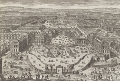Vista geral do Palácio de Versalhes, década de 1680., década de 1680. de Adam Perelle