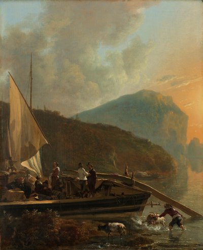 Italianate River Landscape
Um Barco na Margem de um Rio de Adam Pijnacker