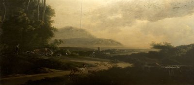 Paisagem com uma estrada sinuosa de Adam Pynacker