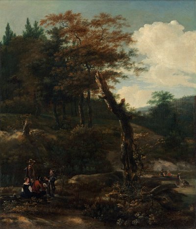 Paisagem arborizada com viajantes de Adam Pynacker