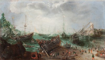 Cena do porto, c.1615 (óleo sobre tela) de Adam Willaerts