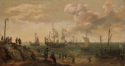 Navios ao largo de uma costa de Adam Willaerts