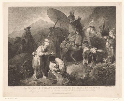 De doop van de kamerling door Philippus São Filipe batizando o eunuco da Rainha de Candace (título no objeto) de Adam von Bartsch