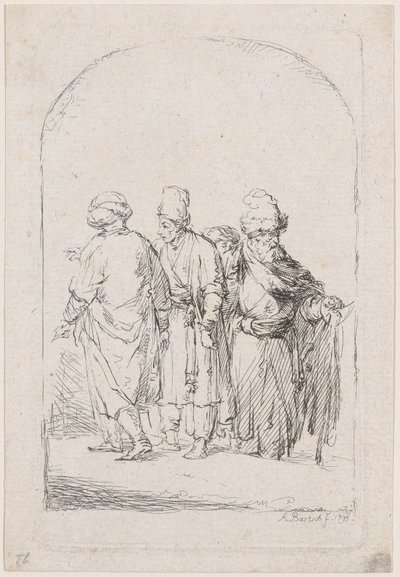 Grupo de quatro homens de pé em traje oriental, 1795. de Adam von Bartsch