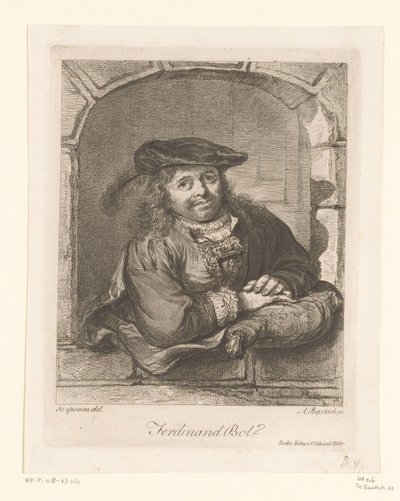 Retrato de Ferdinand Bol numa janela de Adam von Bartsch