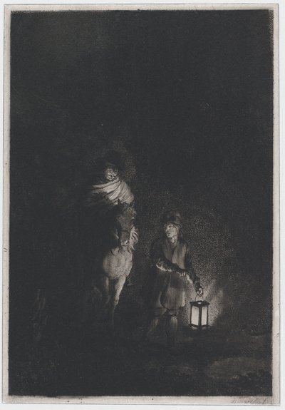 Cavaleiro e menino com lanterna, 1797. de Adam von Bartsch