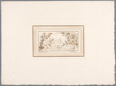 Paisagem do rio com a muralha de uma fortaleza Impressões após desenhos de Guercino mantidos na Hofbibliothek em Viena (título da série) Recueil d