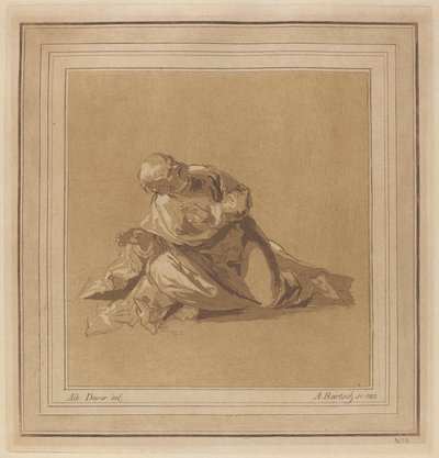 Um Apóstolo Agachado (São Pedro) de Adam von Bartsch, after a drawing formerly attributed to Albrecht Dürer