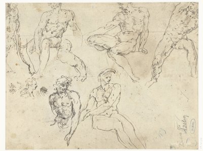 Estudos de homens nus sentados, os Ignudi de Adamo Scultori