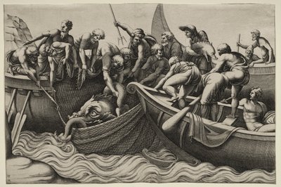 O transporte de peixes monstruosos de Adamo Scultori