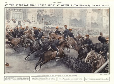 Exibir pelos 18 hussardos no International Horse Show em Olympia, Londres, 1914 de Addison Thomas Millar