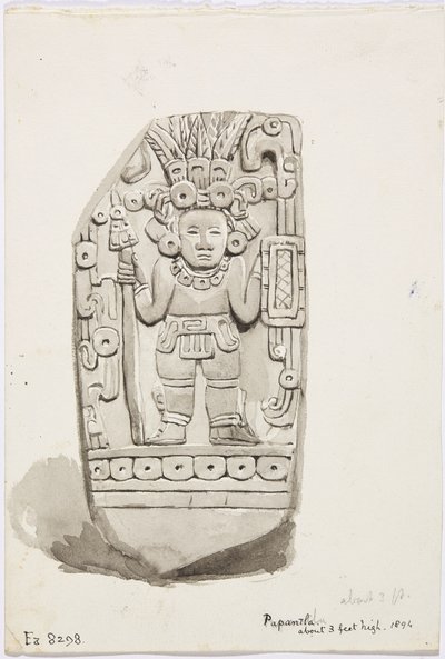 Uma estátua de pedra de Papantla (aguarela) de Adela Breton
