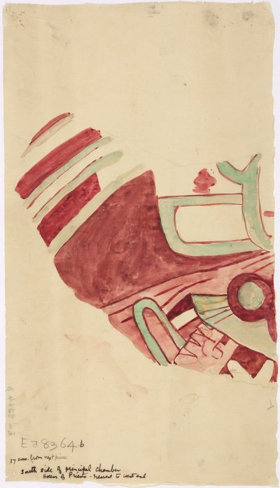 Cópia de um fragmento de uma pintura de parede de Teotihuacan, Estado do México de Adela Breton