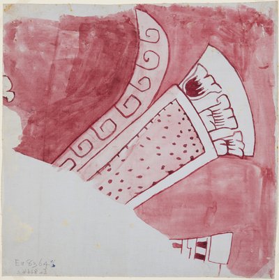 Cópia de fragmento de pintura de parede da Casa de Barrios, Teopancaxco, Teotihuacan, Estado do México de Adela Breton