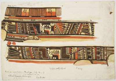 Desenhos decorativos de cerâmica (aguarela) de Adela Breton