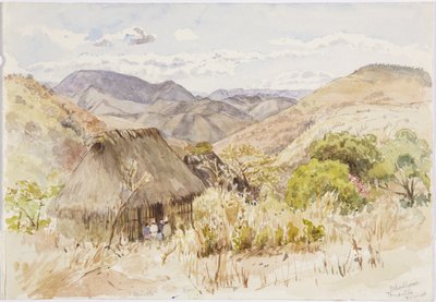 Casa da escola em Tenantla, México (aguarela) de Adela Breton