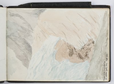 Caderno de Desenhos de Aguarela, Desenhos e Notas, América do Norte e do Sul e Europa,1909-1910, encadernado em pele verde (aguarela) de Adela Breton