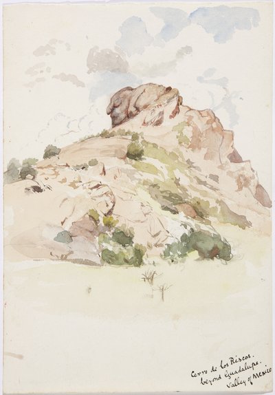 Vista - Cerro de los Riscos, além de Guadalupe, México (aquarela) de Adela Breton