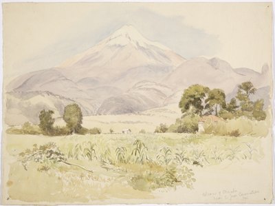 Vulcão Orizaba, perto de S Juan, Coscomatepec, México (aquarela) de Adela Breton