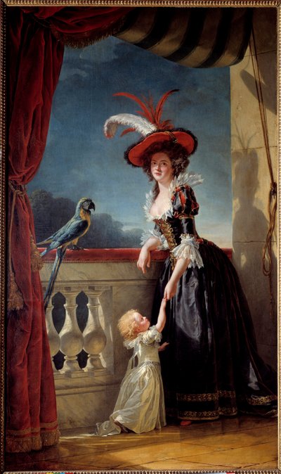 Retrato no pé de Louise Elisabeth da França (filha de Luís XV) Duquesa de Parma (1727-1759) e seu filho Don Ferdinand (1751-1802) Pintura de Adelaide Labille Guiard (1749-1803) 1788 Sol. 2,72x1,6 m de Adelaide Labille Guiard