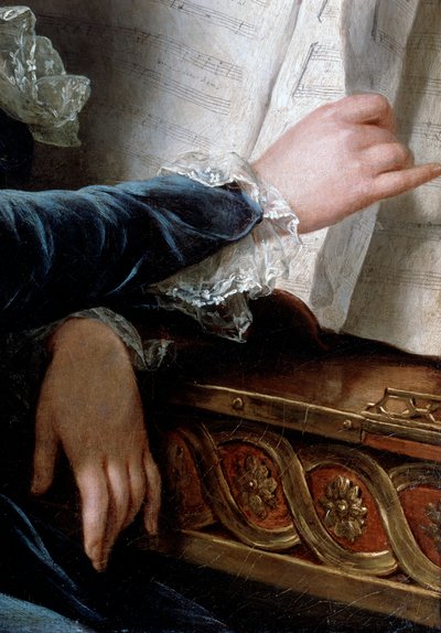 A Condessa de Selve Making Music, detalhe, 1787. de Adelaide Labille Guiard