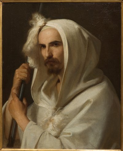 Retrato de um árabe com uma espingarda e um barracano 1849 (óleo sobre tela) de Adeodato Malatesta or Malatesti