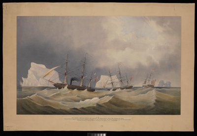 H.M.S. Phoenix com os seus acompanhantes, The Diligence e Breadalbane, Entre os Icebergues de Admiral Edward Augustus Inglefield