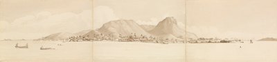 Panorama de Raiatea, 1 de setembro de 1849. Tahaa à direita [Ilhas da Sociedade] de Admiral Sir Edward Gennys Fanshawe