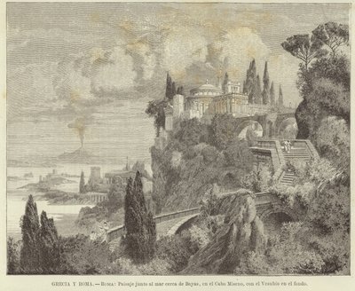 Grécia e Roma - Roma: Paisagem junto ao mar no Cabo Miseno com o Vesúvio ao fundo. de Adolf Closs