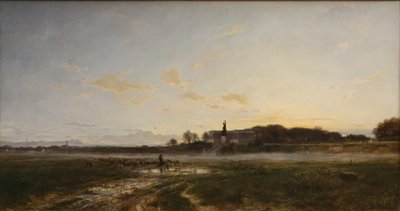 O Theresienwiese com a Baviera à luz do entardecer de Adolf Heinrich Lier