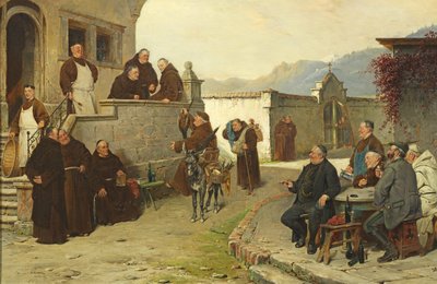 Alemão: Chegada dos monges mendicantes ao mosteiro (pátio) de Adolf Humborg