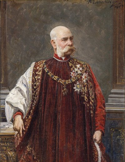 Retrato de Franz Joseph I da Áustria como Grão-Mestre do Tosão de Ouro, 1903 de Adolf Liebscher