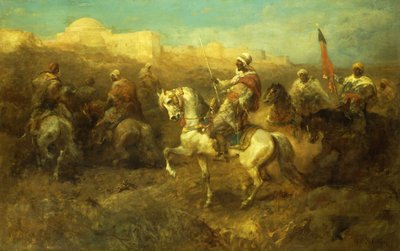 Cavaleiros árabes em março, de Adolf Schreyer