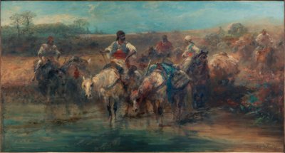 Beduínos no bebedouro de Adolf Schreyer
