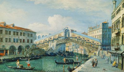 A ponte de Rialto no Grande Canal, Veneza de Adolf Sukkert